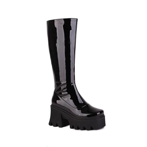 Bottes à hauteur de genou confortables à bout rond et fermeture éclair