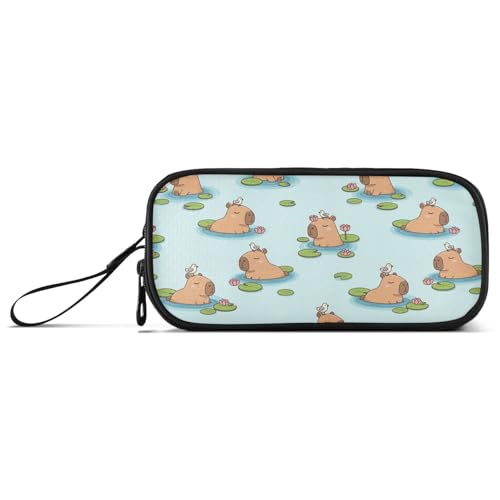 Image of J JOYSAY Capybara Flowers Bird Blue Pencil Case Large Big Capacity Pencil Marker Holder for Girls Boys Portable Stationery Bag for Teens Adults Student