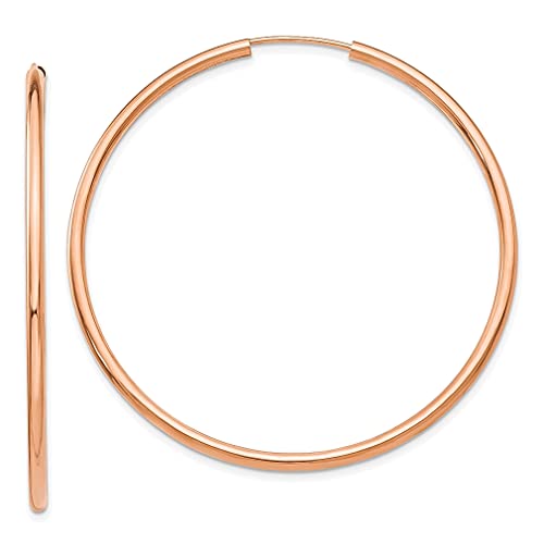 14K Rose Gold Endless 2Mm Hoop Earrings Round Fine Jewelry For Women Gifts For Her #TOP7