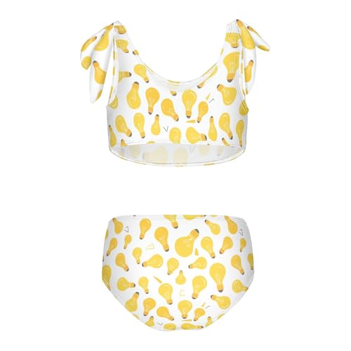 Wusikd Yellow Light Bulb Girls Swimsuits Two Piece Swimwear Bikini Set for for Girls Size 3T2