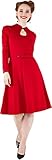 Voodoo Vixen DITHA Vintage PEEPHOLE Langarm 50s Swing Dress KLEID Rot Rockabilly