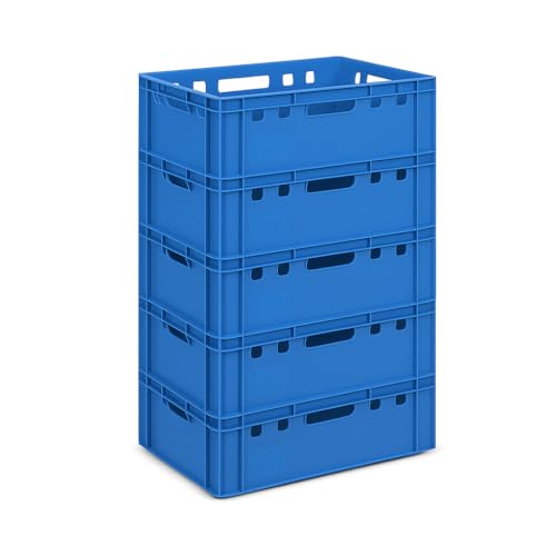 gardivo E2 Kisten blau 5 Stück 60x40x20 Meischkiste, Metzgerkiste, Lagerkiste blau, stapelbbar lebbensmittelecht robust fleischerkiste kunststoff Eurobox