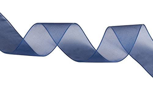 TEKDEERE 25mm Sheer Organza Ribbon,Navy Shimmer Chiffon Ribbon for DIY Crafts Wedding Party Decorations Gift Wrapping Bridal Bouquets (45M) - Image 3