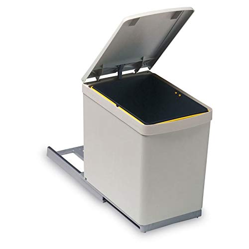 Pattumiera Scorrevole Con 1 Secchio – Numero Di Secchi: 1 – Decorazione: Grigio – Capacità: 16 Litri – Per Cassettone Di Larghezza 300 Mm – H 360 Mm – P. 380 Mm – L. 230 Mm – Materiale: PVC