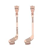 10K and 14K Yellow, White, or Rose Gold Winter Sports Personalized Ice Hockey Stick and Puck Pendant with Your Name and Number - Choice of Metal Color, Metal, No Gemstone