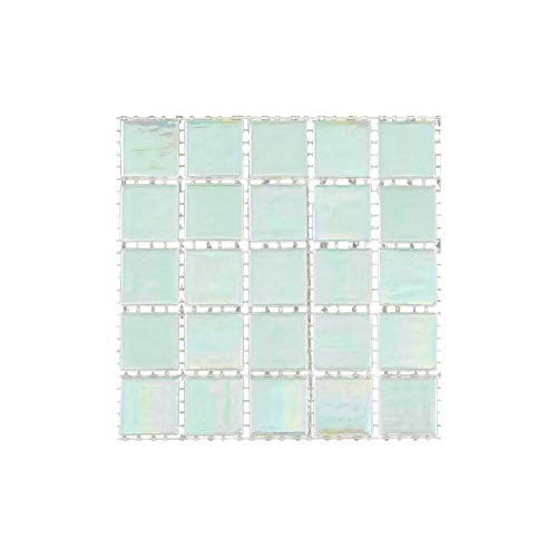 Urbn Contemporary Seafoam Green Iridescent Glass Mosaic Tile For Kitchen And Bath - Sample Tile (4-1/3 Inches X 4-1/3 Inches, 0.13 Sq Ft) #TOP15