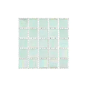 URBN Contemporary Seafoam Green Iridescent Glass Mosaic Tile for Kitchen and Bath - Sample Tile (4-1/3 inches x 4-1/3 inches, 0.13 SQ FT)