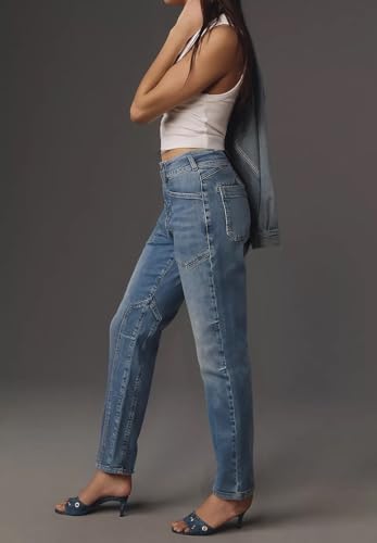 Women Barrel Straight Leg Jeans Skinny Stretchy High Waisted Slim Fit Classic Tapered Mom Denim Jeans4