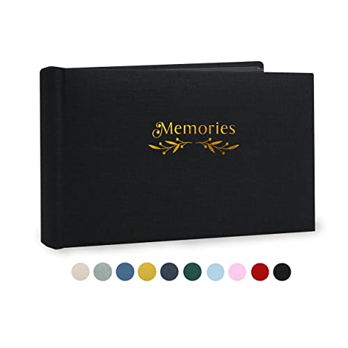 Holoary Small 4x6 Photo Album, Linen Hard Cover, Holds 50 Photos, Black Page Traditional Book Bound, Mini Brag Book Photo Albums, Ideal For Wedding, Family Pictures, Gifts, Anniversary (Black)