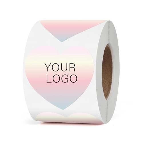 YIKIADA 500 etiquetas térmicas vinilo degradado rojo 50 mm corazón adhesivo impermeable impresora logo código de barras boda cumpleaños San Valentín
