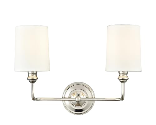 ML Lighting | Leena Collection | 99802-PN | Indoor 2 Light Vanity in Polished Nickel with White...