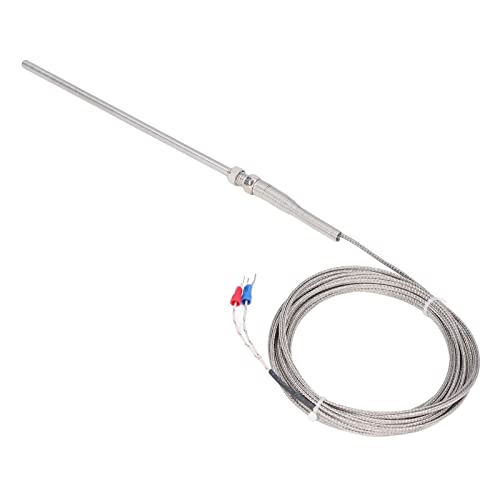 K Type Thermocouple Sensor - 150 mm Stainless Steel Probe - 0 to 600 Degrees Celsius Range - 5 Meters Wire Length - Temperature Measuring Probe for Industrial Applications