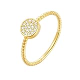 RDSGYZ Anillo de moissanita para mujer, oro amarillo de 9 quilates, 14 quilates, 18 quilates, tamaño J-U, redondo, con moissanita, anillos de compromiso de aniversario, Metal, Moissanita