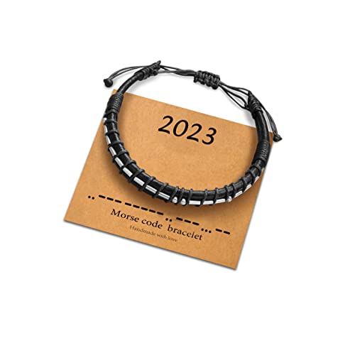 Uratar 2023 Graduation Gifts For Him, Leather Bracelet For Mens Graduation Gifts 2023 Morse Code Bracelets Gifts For Him College Graduation Gifts For Him 2023 Cool High School Graduation Gifts 2023 #TOP6