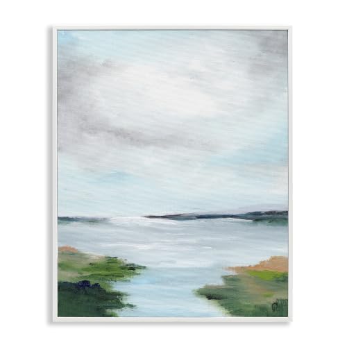 'Calm Cloudy River Lake Scenery'| Framed Giclee Art