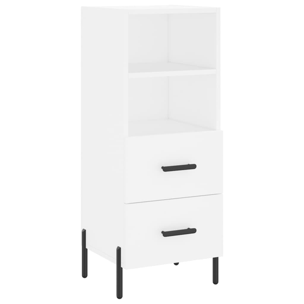 Komoda biała z materiału drewnopochodnego z metalowymi nóżkami, 34,5 x 34 x 180 cm, miejsce do przechowywania, kredens, komoda z drzwiami i półką, do salonu, przedpokoju, biura, porządku i