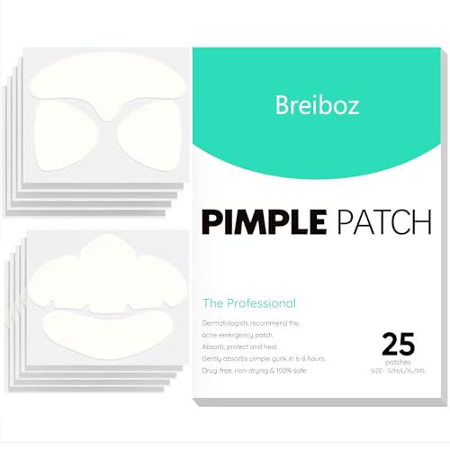 Full Face Pimple Patches (5 Pack, 25 Patches) — XL Hydrocolloid Acne Patches with Tea Tree Oil & Salicylic Acid