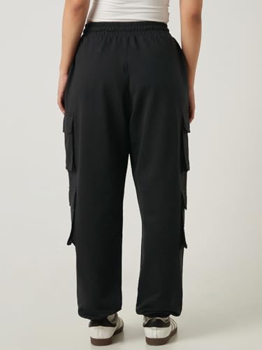 Image of Bewakoof Women's Cotton Super Loose Fit Joggers|Bewakoof Air 1.0 | Track pants for woman | Lower for women | Multipurpose | Activewear | Utility Pockets | Lightweight & Flexible Elastic Waist | Casual Joggers | Loose Fit