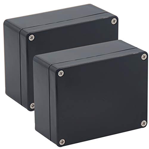 Raculety 2 Pack Project Box IP65 Waterproof Junction Box ABS Plastic Black Electrical Boxes DIY Electronic Project Case Power Enclosure 4.53'x3.54'x2.17'(115x90x55mm)