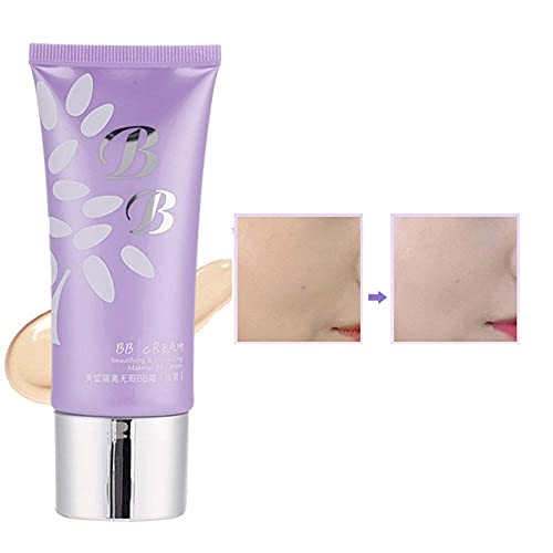 Crema per il Trucco del Viso, 60g Brighten Whitening Waterproof BB Cream Correttore Base per il Trucco Idratante della Pelle del Viso (Beauty Isolation Flawless BB Cream-Viola chiaro)