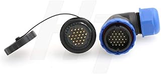 HangTon HE29 2 Pin Plastic Waterproof Connector Threaded Outdoor Industrial Electrical Power Circular Male Female Angled Wire Cable Plug + Panel Socket (2 pin)