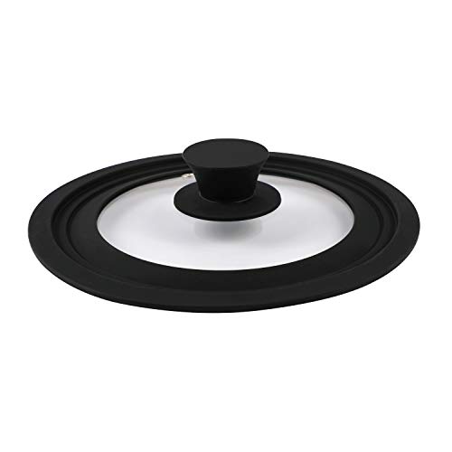 Houseables Lids, Silicone Lid, 10”, 11”, 12”, 1 Pack, Black, Clear, Glass, Pan