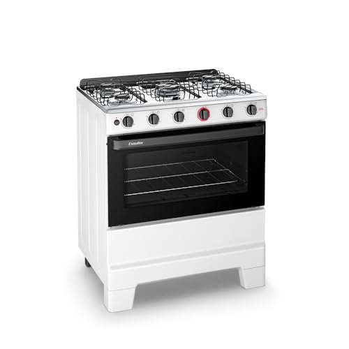 Fogão 5 Bocas Esmaltec F5iab5121 Ideal Super Mesa em Aço Inox Acendimento Automático Branco Bivolt