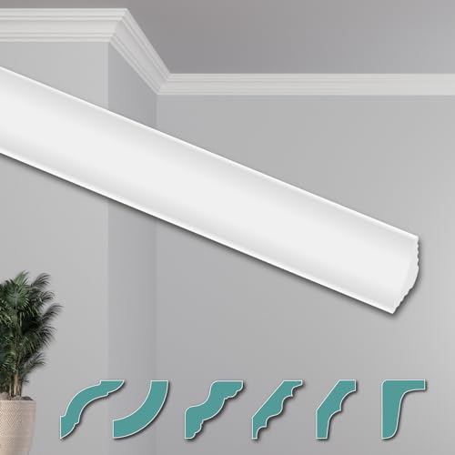 HEXIMO Deckenleisten modern XPS Styropor weiß, 2 Meter Stuckleisten Styroporleisten Zierleisten Stuck Eckleisten (30 Meter Deckenleisten ZG1)