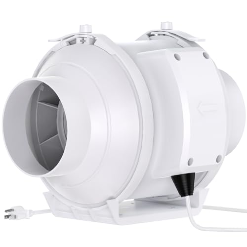 Tesansi 4 Inch Inline Duct Fan with Quiet EC Motor, 185 CFM Booster for Bathroom Ventilation, 3D Printer & Grow Tent Air