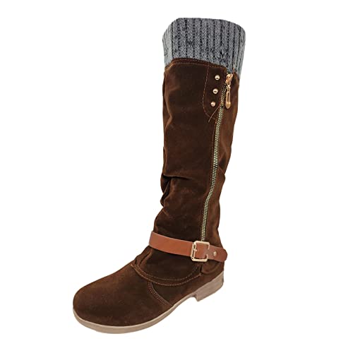Pgojuni Winter Boots For Women 2022, Ladies Classic Square Toe Fashion Boots For Women Pull On Mid Calf Retro Walking Boots Shoes #TOP2