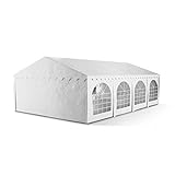 Blumfeldt Sommerfest Carpa de Fiestas PVC Impermeable Resistente Fuego 5x8m Superficie Lona 500 g/m² (Pabellón Exterior, Ventanas, Estructura Robusta, Paredes extraíbles, cenador jardín, Blanco)