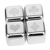TOBBOMEY 4 Stück Teiliges Edelstahl Whiskey Cooling Stones mit Poker muster Wiederverwendbare...
