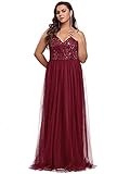 Ever-Pretty Womens Long Open Back Embroidery Plus Size Wedding Guest Dresses Burgundy US16
