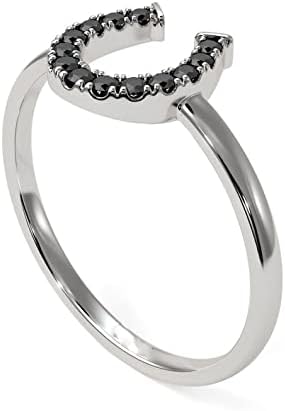 Miniatura 2 de Elige tu color de plata de ley 925, anillo de la suerte con piedras preciosas de herradura, solitario, joyería única, uso diario, fiesta, uso