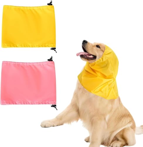 FORZENA Dog Waterproof Bath Cap Snood Rain Hat Protection Headband Shower Ears Covers for Swimming Ear Wrap for Snow Rain (Pink)