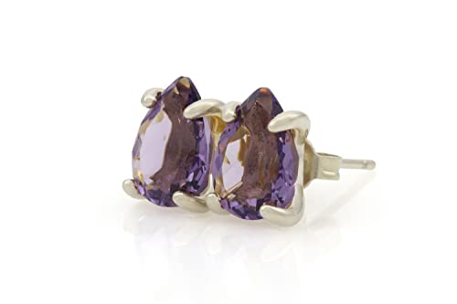 Boucles d'oreilles améthyste pierre de naissance février en argent massif