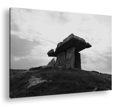 Dolmengrab in Irlande noir et blanc 90x60 cm deyoli avec cadre en bois