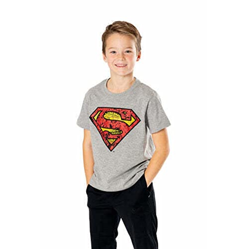 Superman - T-shirt - Enfant (L) (Gris/Rouge)