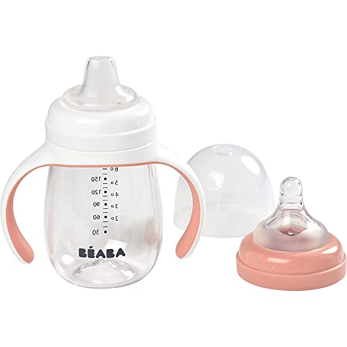 BÉABA - Trinklernbecher - 2 in 1 Babyflasche - Kindertasse mit Strohhalm - 100% dicht - Leicht zu öffnen - Abnehmbare Griffe -Tritan und… – Ansicht 2