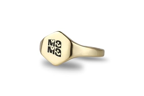 Bague maman gravée - Bijou en forme d'hexagone pour cadeau fête des mères