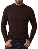 SVSAO Men's Mock Turtleneck Long Sleeve Shirt Casual Basic Thermal Undershirt Lightweigt Pullover Brown