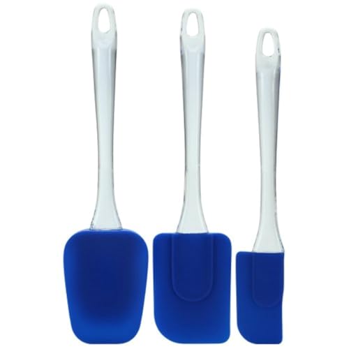 Flexible 3-Piece Silicone Spatula Set, Heat Resistant, BPA Free (Blue)
