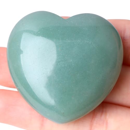 Image of 40mm Natural Green Aventurine Large Heart Stones Healing Crystals Gemstones Gifts Heart Shaped Rocks for Home Decor Reiki Meditation Women