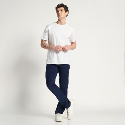 Image of Cotton Comfort Fit Jeans for Men | Full-Length Solid Denim Pants with Button Closure, Embroidered Design, Mid-Rise Casual Trousers for Daily | Classic Jeans for Office Bottoms (DI-249)
