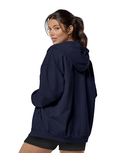 Image of DROBE Relaxed Fit Plain Cotton Blend Full Sleeves Hodded Zipper Jacket for Women