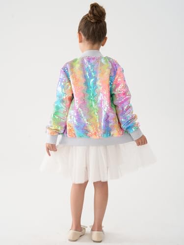 Image of 2Bunnies Girl Ombre Pastel Gradient Shimmer Sparkle Colorful Sequin Bomber Jacket