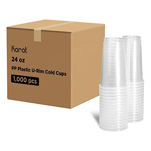 Karat [24oz - 1,000 ct] 95mm Diameter Translucent PP Plastic U-Rim Disposable Cups, Designed for Sealing Films (C1012-K)