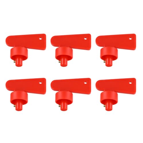 Image of 6 Pcs Car Battery Disconnect Switch Key,Battery Kill Switch Spare Keys,battery Isolator switch Keys,Isolator Cut Off Power Key for Boat Truck Modified Yacht Car,Red