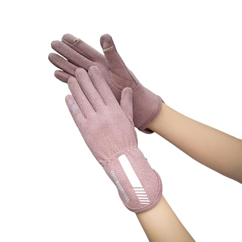 keynoyin Women's Warm, Windproof, and Cold-Proof flip-top Cycling Gloves, Winter Fleece and Thick Outdoor Cycling Gloves - Bean Paste Color - One Size fits All fits All