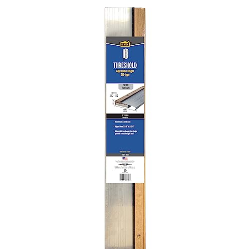 Image of M-D Building Products 78618 5-5 /8 in. x 1-1 /8 in. x 73 in. Silver Adjustable Aluminum & Hardwood Threshold Kit - Versatile Solution for French and Exterior Doors